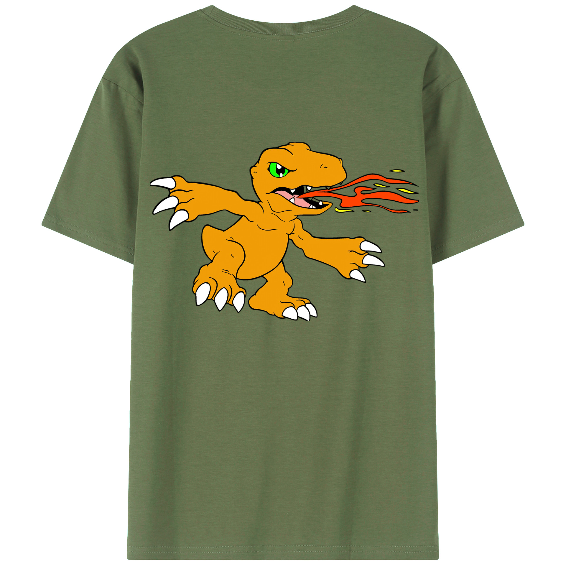 （画像用） Digimon デジタルモンスター/デジモン 綿100％ メンズ半袖Tシャツ（バックプリント） 通気性